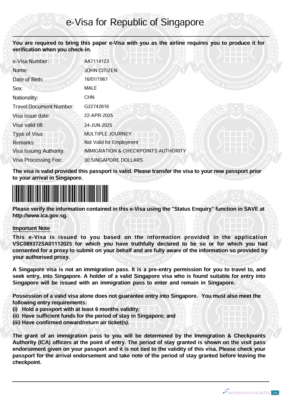 Download Singapore e visa template in Word and PDF formats Photoshop template